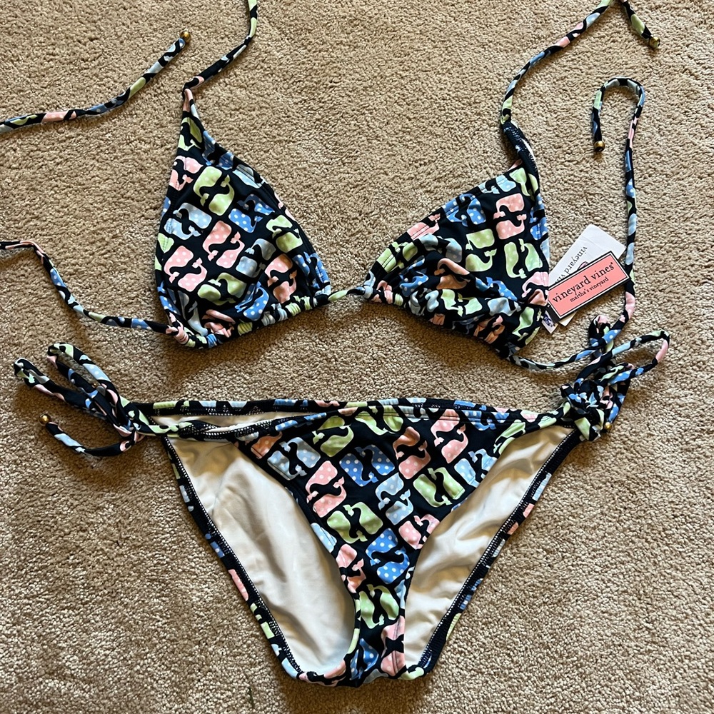 Vineyard Vines Navy Colorful Whale Bikini Set